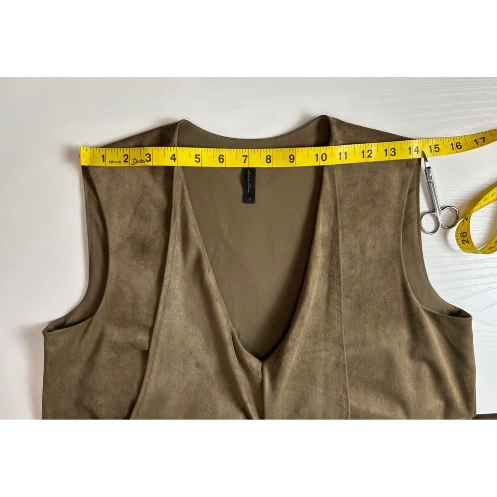 BCBGMAXAZRIA Womens Brown Faux Suede Longline Asymmetrical Lined Dress - Picture 2 of 10